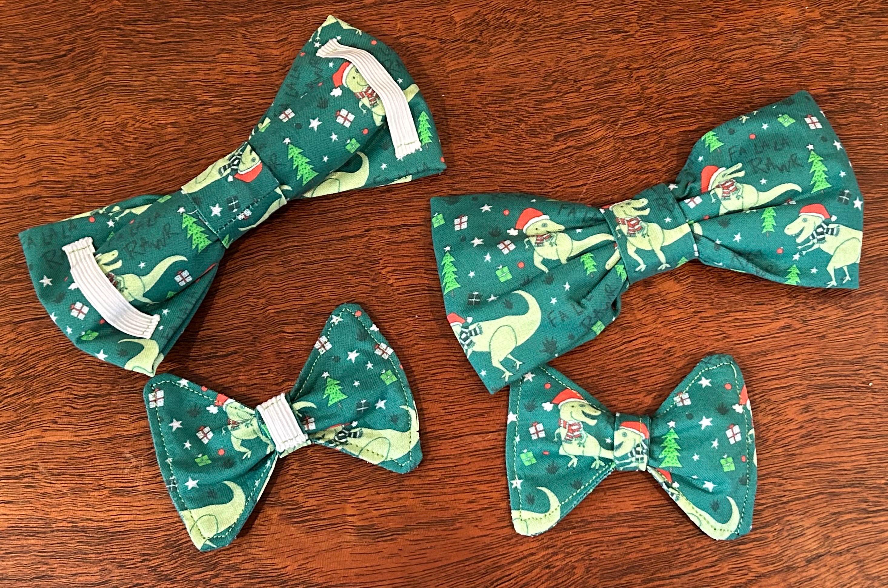 Fa-Ra-Rawr Pet Bow Ties – Christmas Dinosaur Holiday Pet Ties