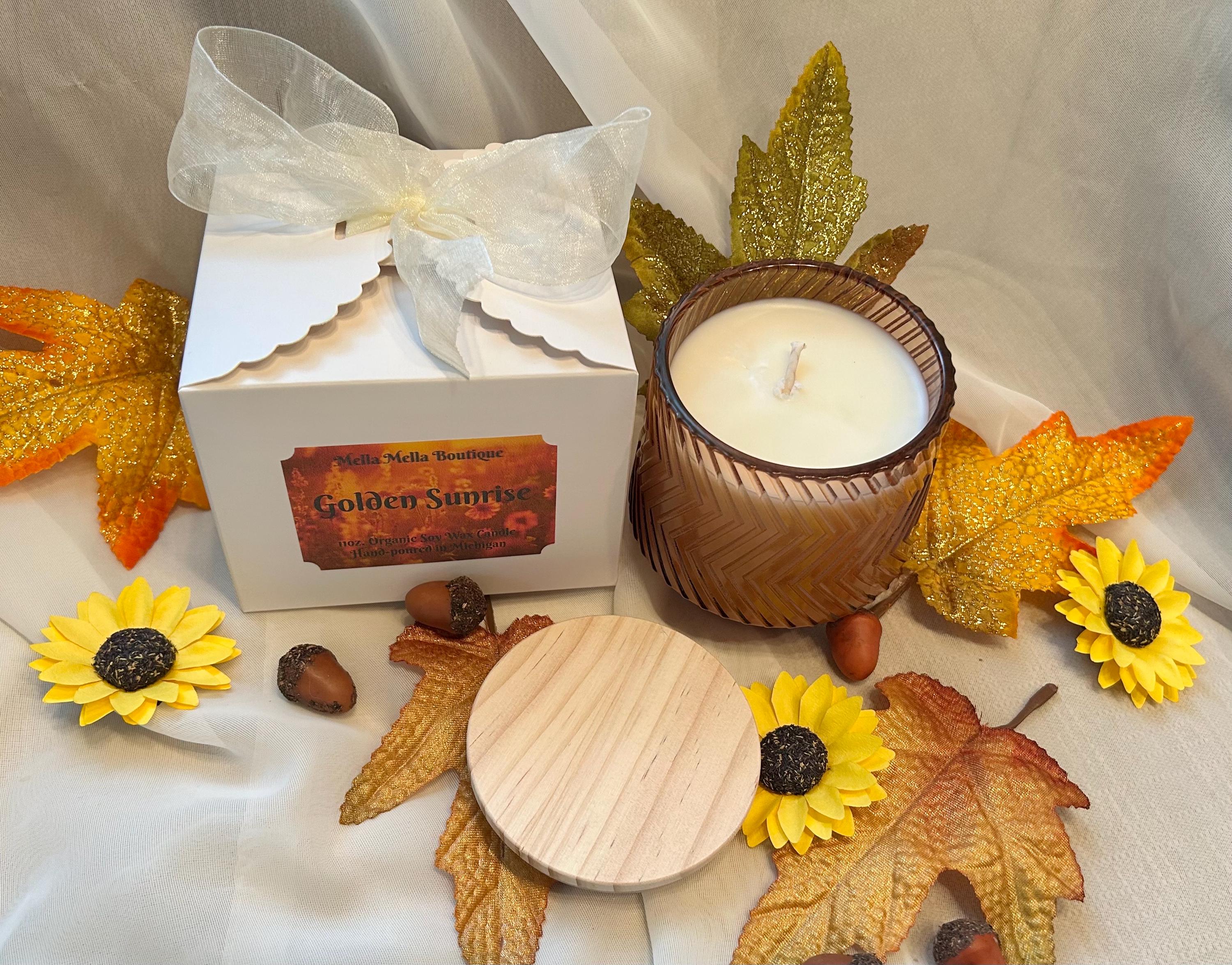 Golden Sunrise Scent Collection – Soy Candles, Wax Melts & Car Diffuser with Orange, Cinnamon & Clove