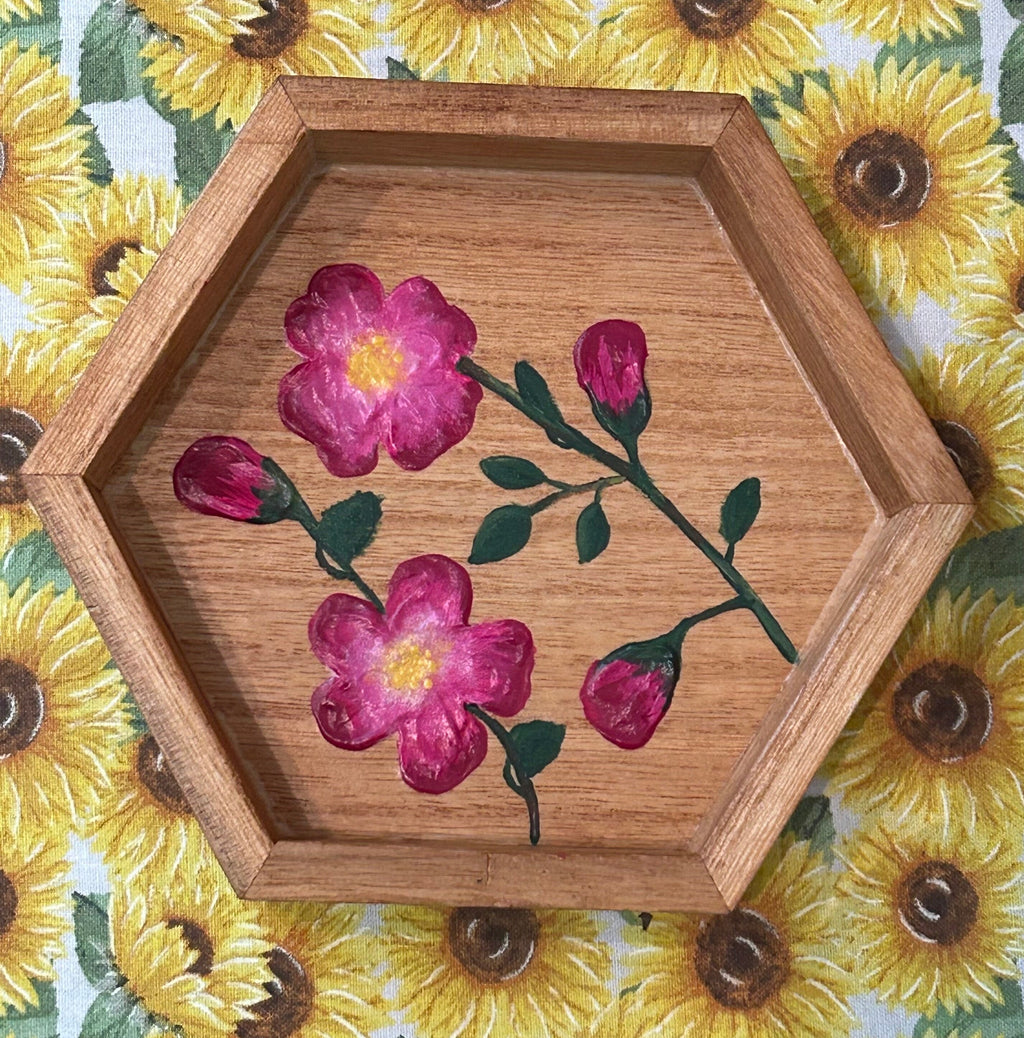 Hand-Painted Honeycomb Tray & Wall Art – Roses or Wildflowers