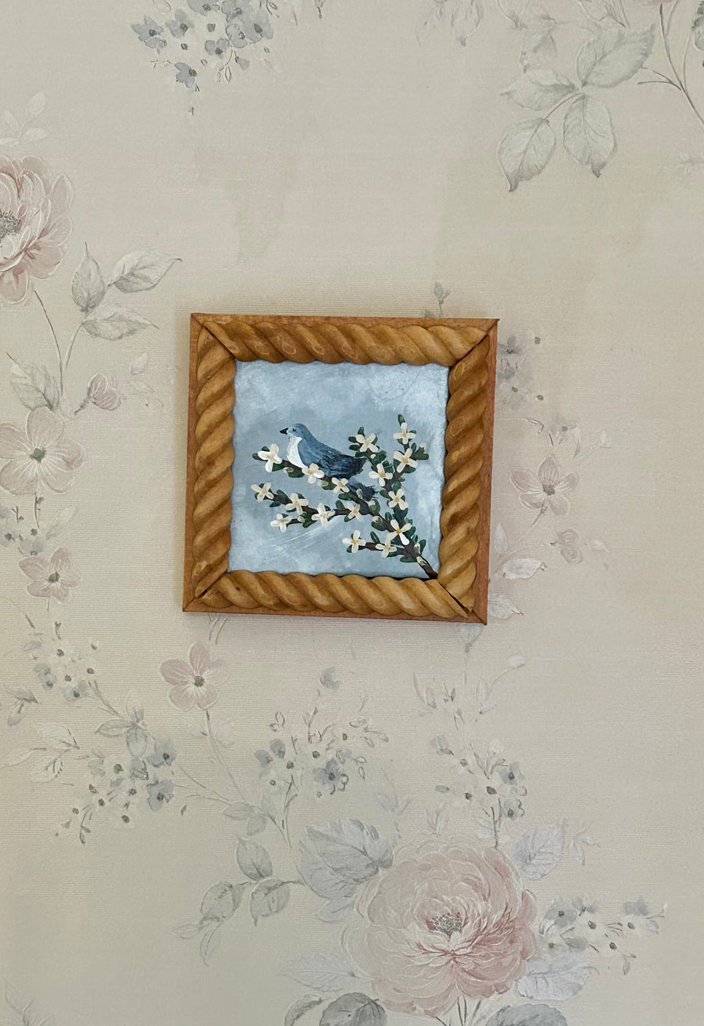Blue Bird on Dogwood Mini Painting