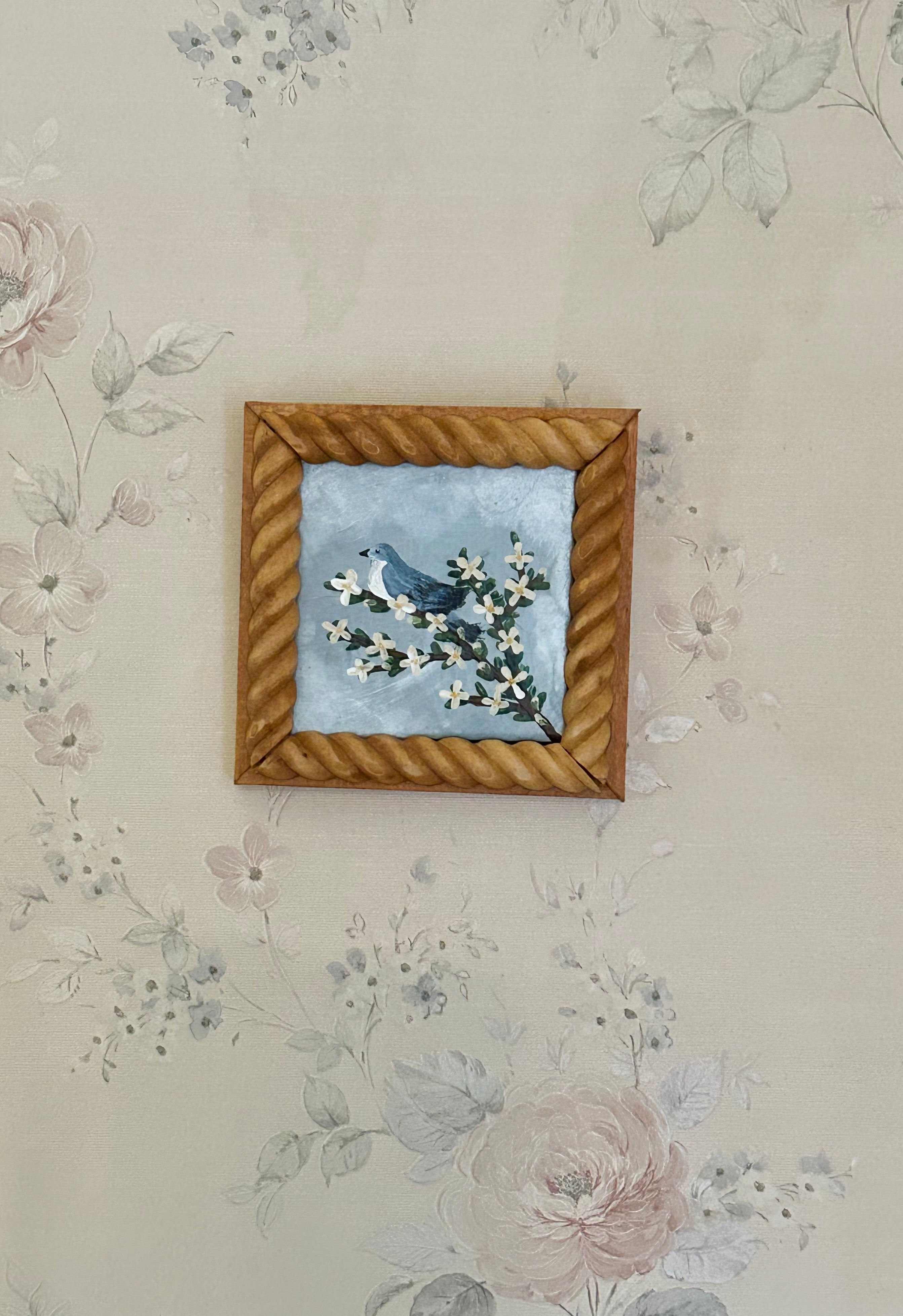 Blue Bird on Dogwood Mini Painting