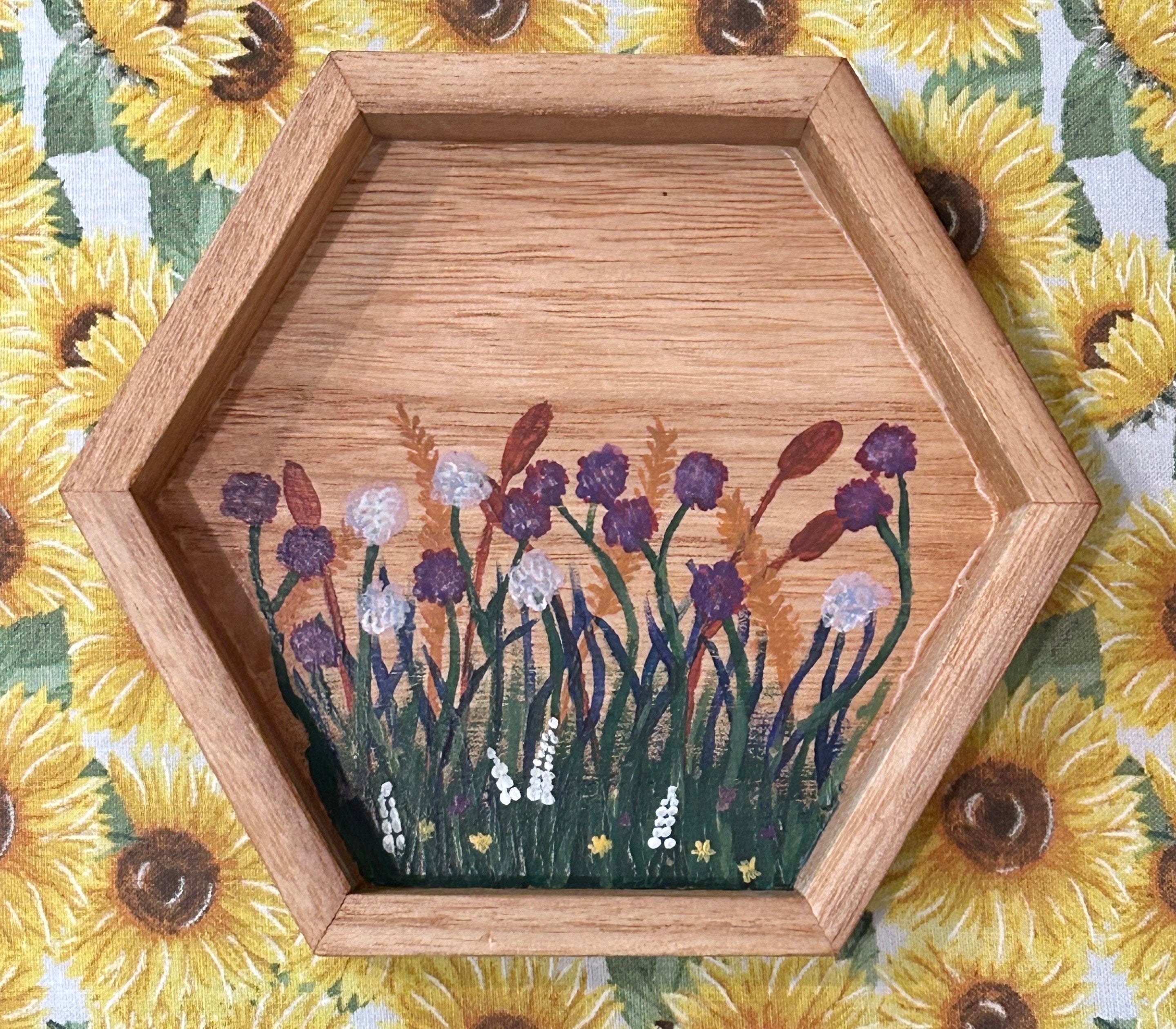 Hand-Painted Honeycomb Tray & Wall Art – Roses or Wildflowers