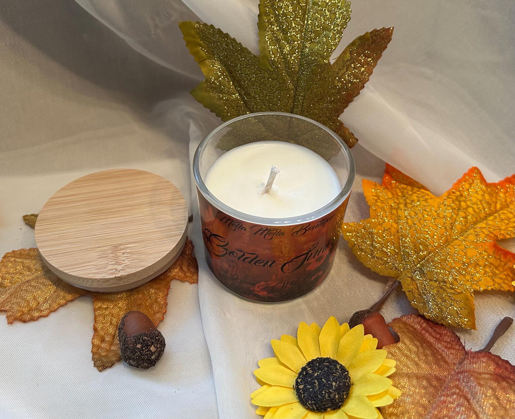Golden Sunrise Scent Collection – Soy Candles, Wax Melts & Car Diffuser with Orange, Cinnamon & Clove