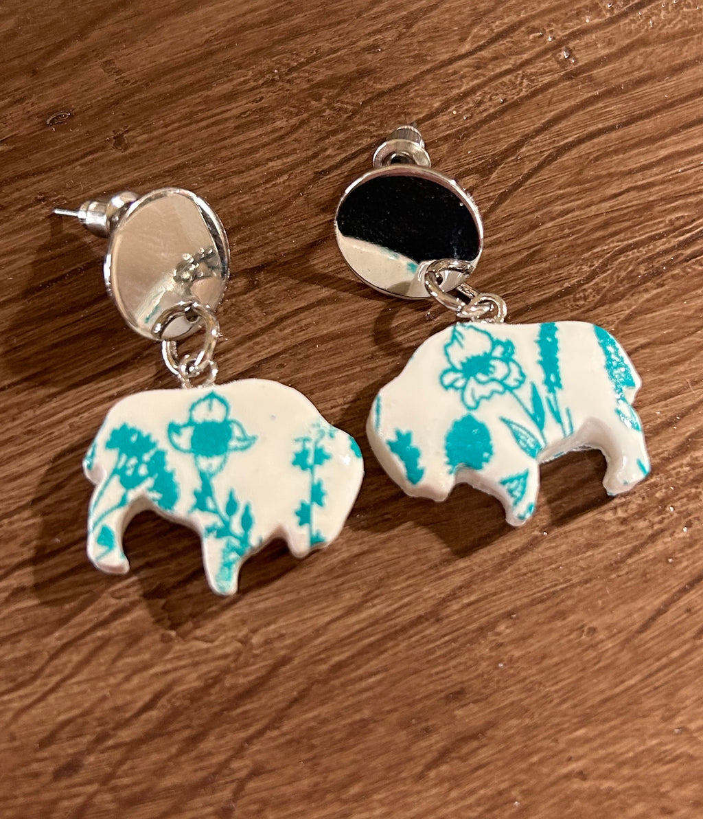 Buffalo Stud Dangle Earrings