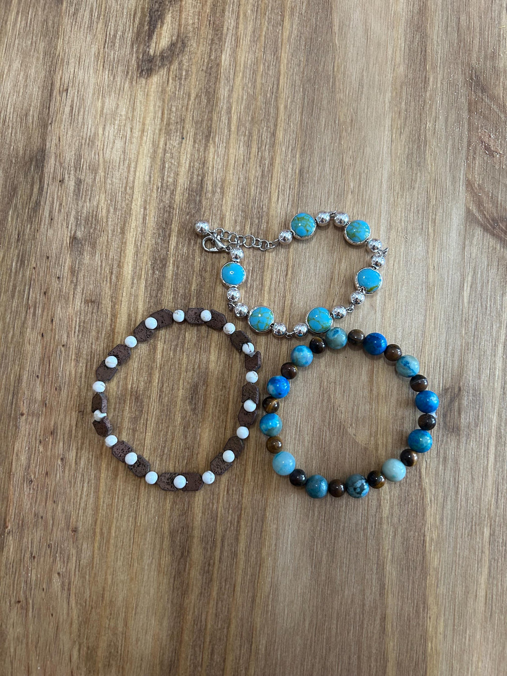Beaded Bracelet Stack – Turquoise, Tiger’s Eye, Jasper & Hematite