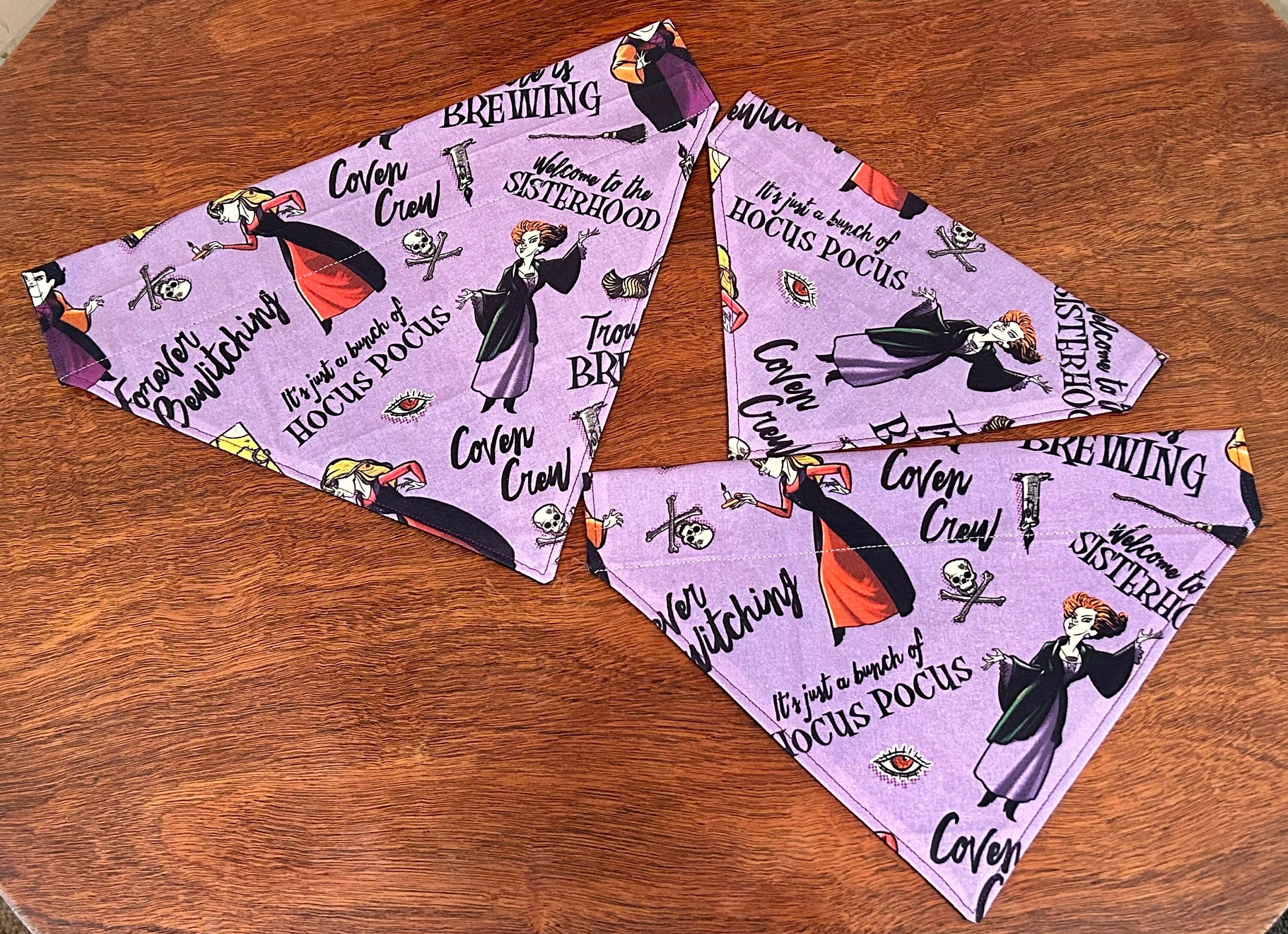 SISTERS! Dog Bandana – Purple Witchy Over-the-Collar Pet Bandana