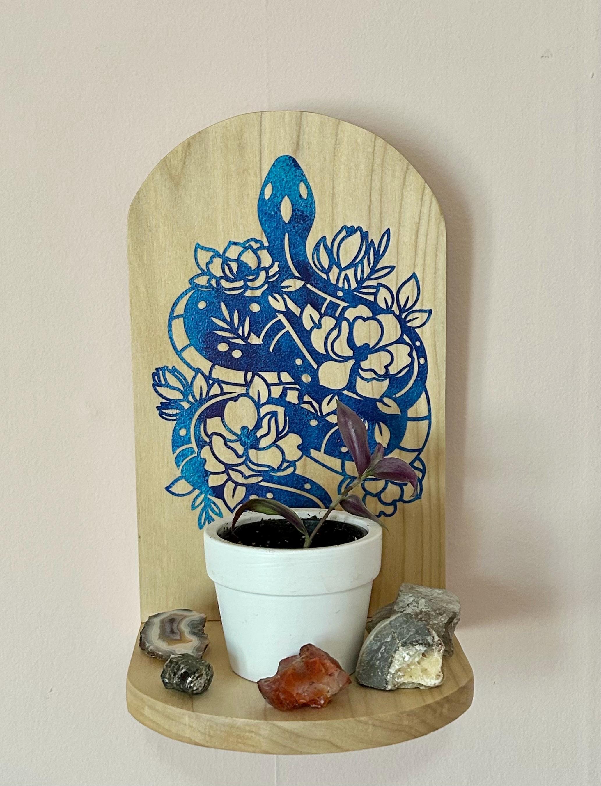 Mystical Wall Decor – Hand-Painted Galaxy Shelf & Bud Vase