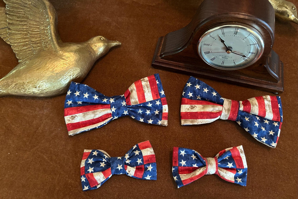 Americana Dog Bow Ties – Slide-On Collar Accessory with Emergency Release