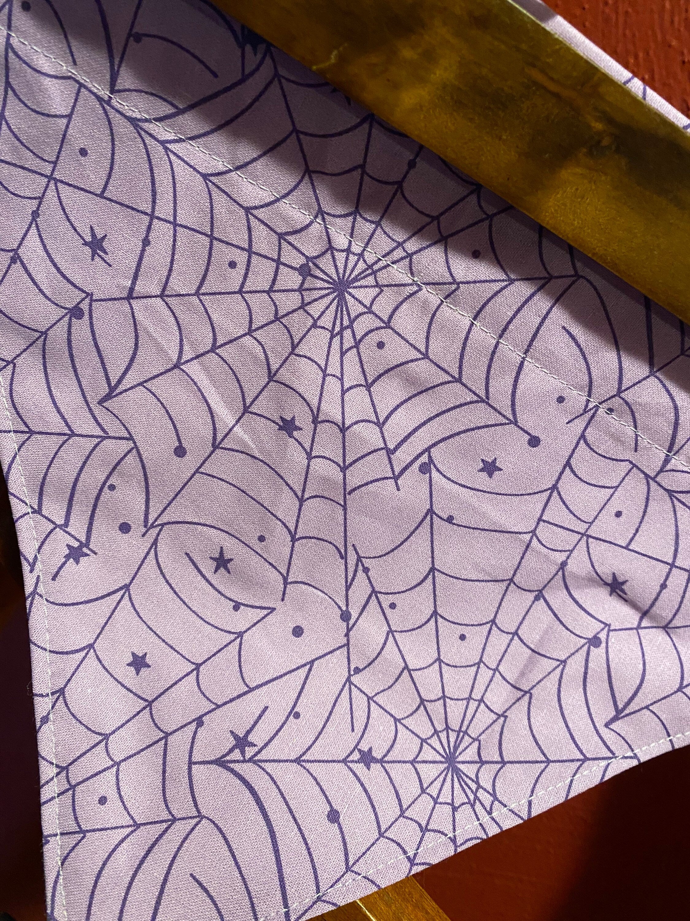 Mavis Dog Bandana – Purple Spider Web Over-the-Collar Pet Bandana