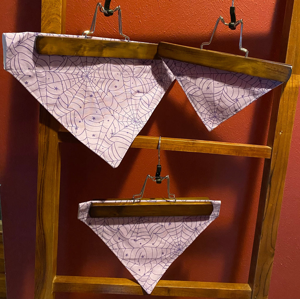 Mavis Dog Bandana – Purple Spider Web Over-the-Collar Pet Bandana