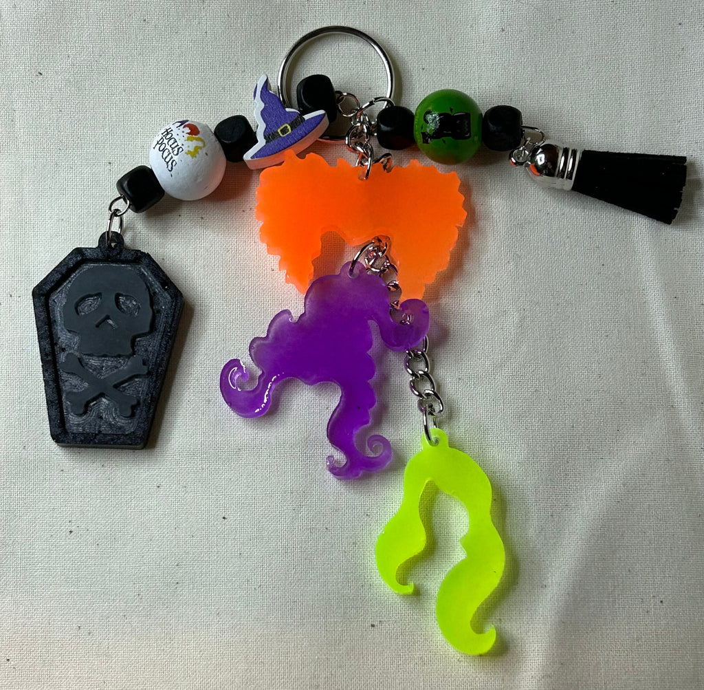 SISTERS!!! Keychain – Hocus Pocus Inspired Glow-in-the-Dark Triple-Tier Key Fob
