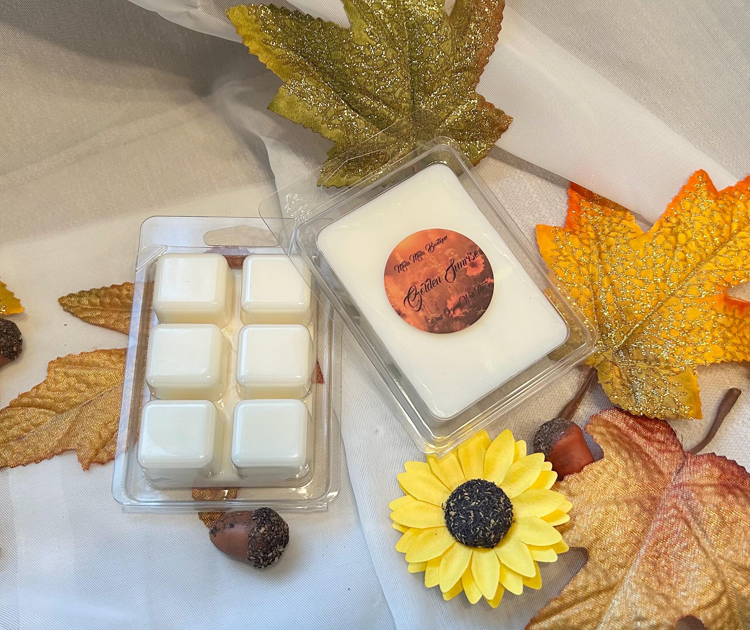 Golden Sunrise Scent Collection – Soy Candles, Wax Melts & Car Diffuser with Orange, Cinnamon & Clove