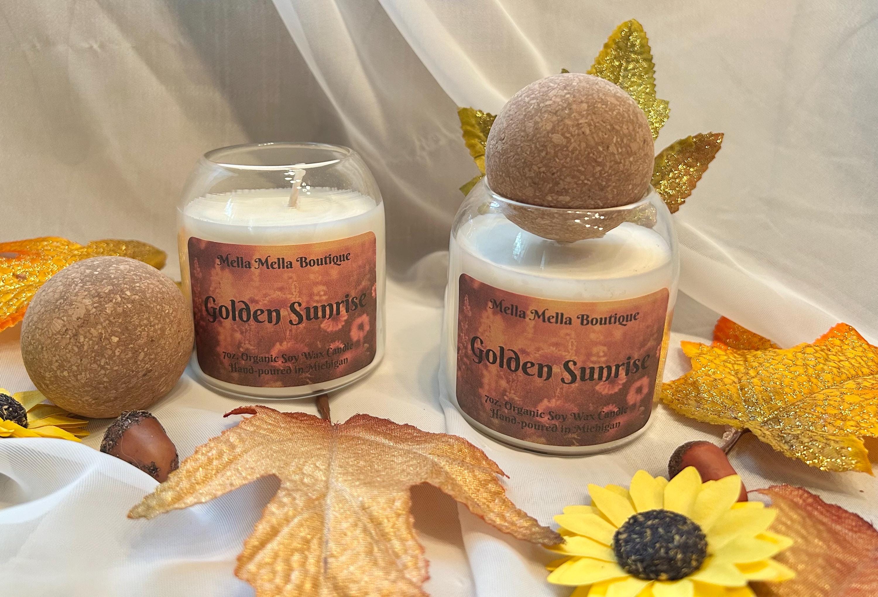 Golden Sunrise Scent Collection – Soy Candles, Wax Melts & Car Diffuser with Orange, Cinnamon & Clove