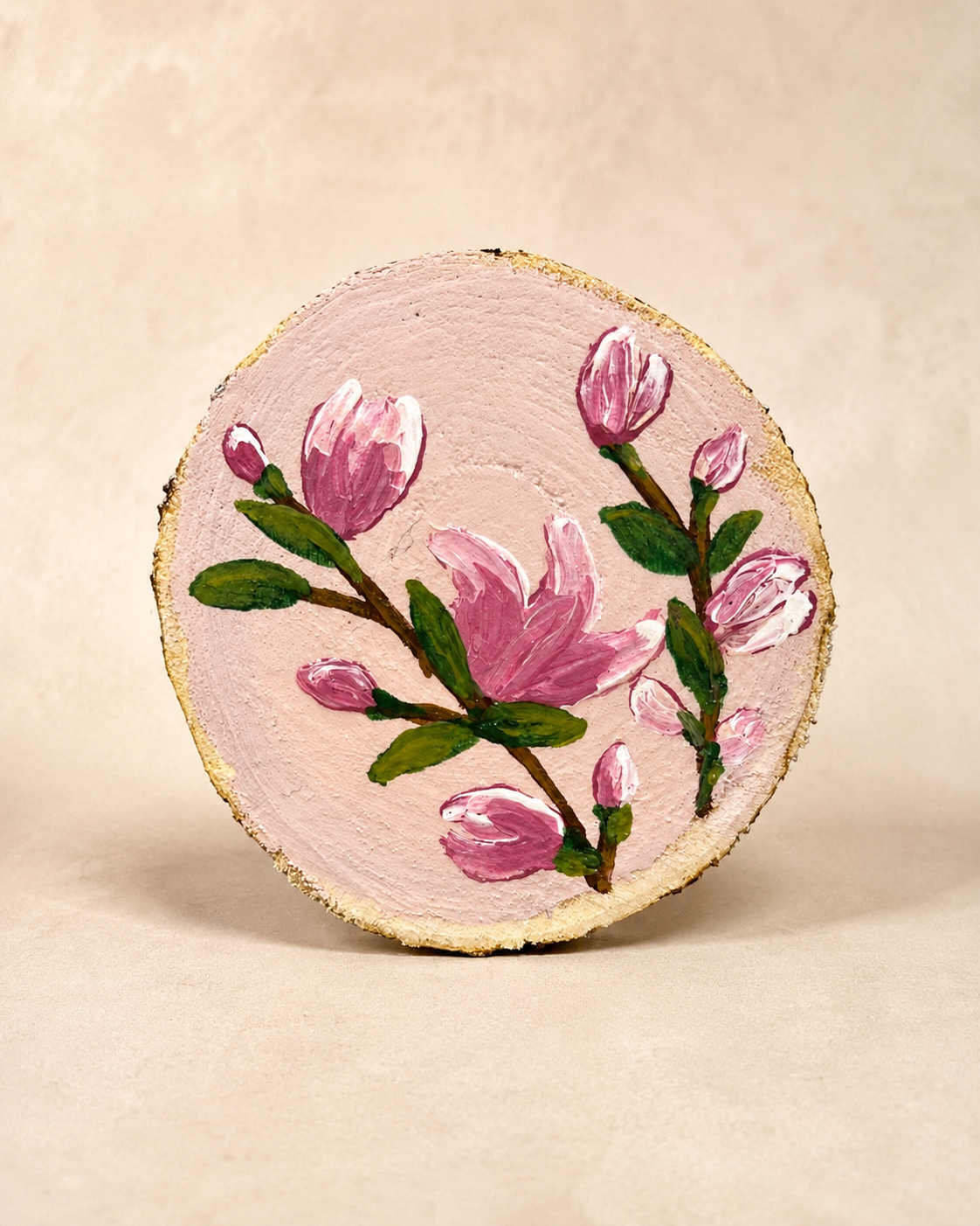 Random Set of 2 Hand Painted Wood Slice Magnets