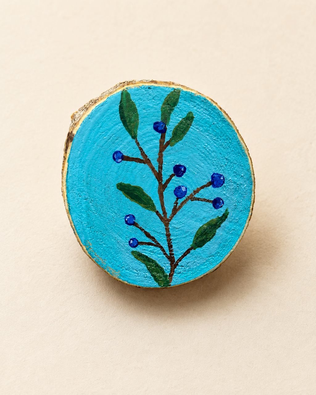 Random Set of 2 Hand Painted Wood Slice Magnets