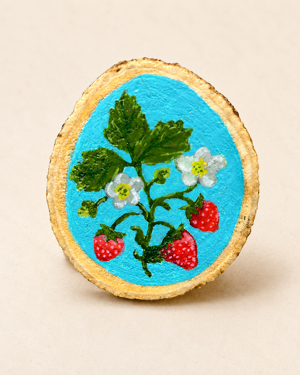 Random Set of 2 Hand Painted Wood Slice Magnets
