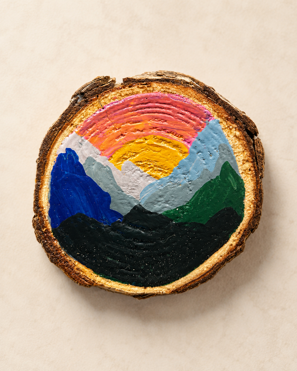 Random Set of 2 Hand Painted Wood Slice Magnets