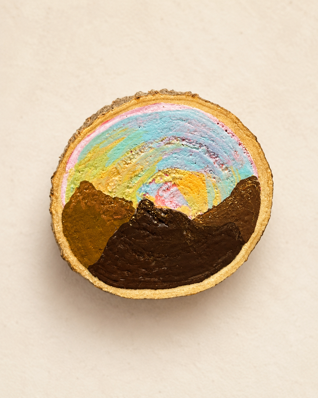 Random Set of 2 Hand Painted Wood Slice Magnets