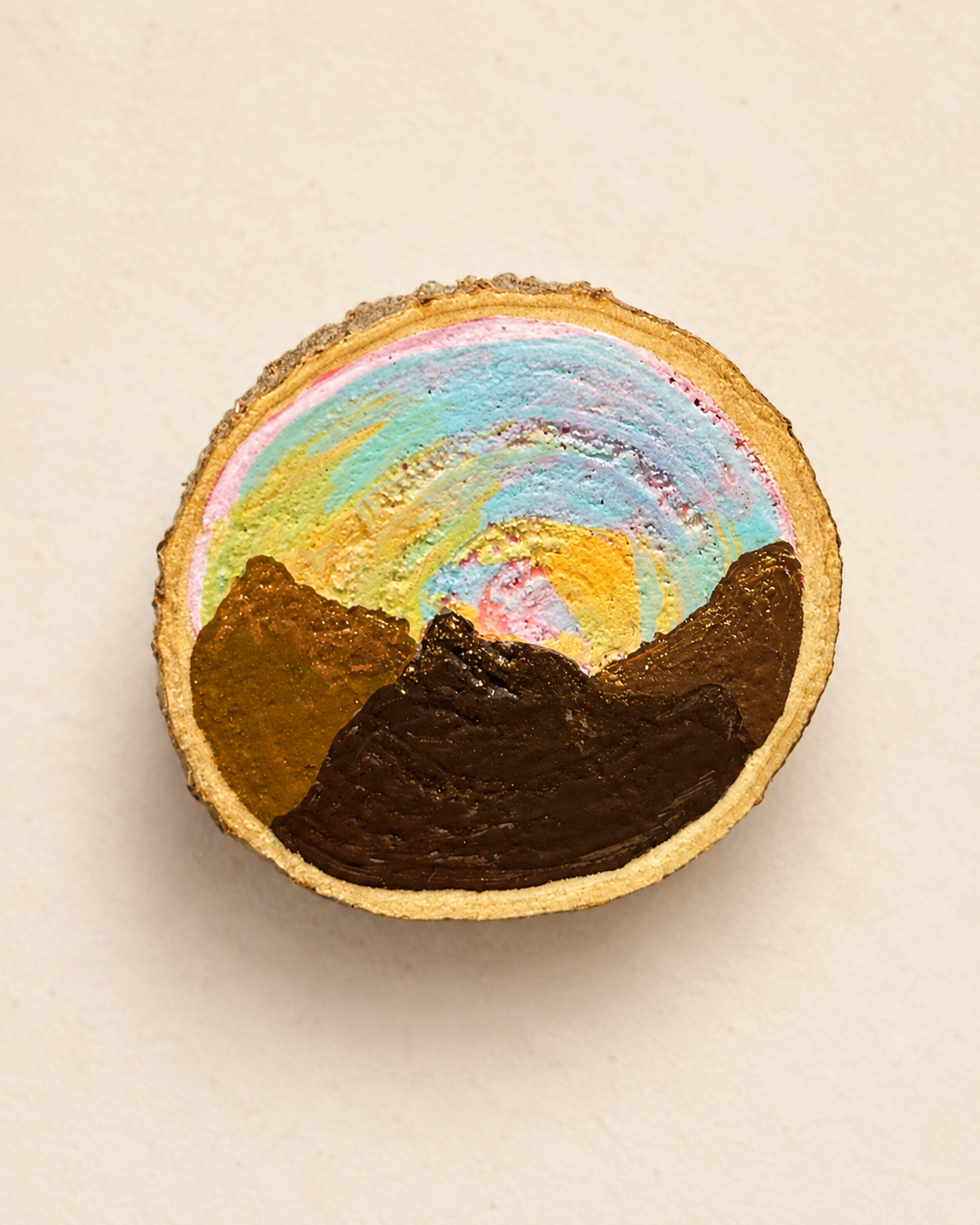 Random Set of 2 Hand Painted Wood Slice Magnets