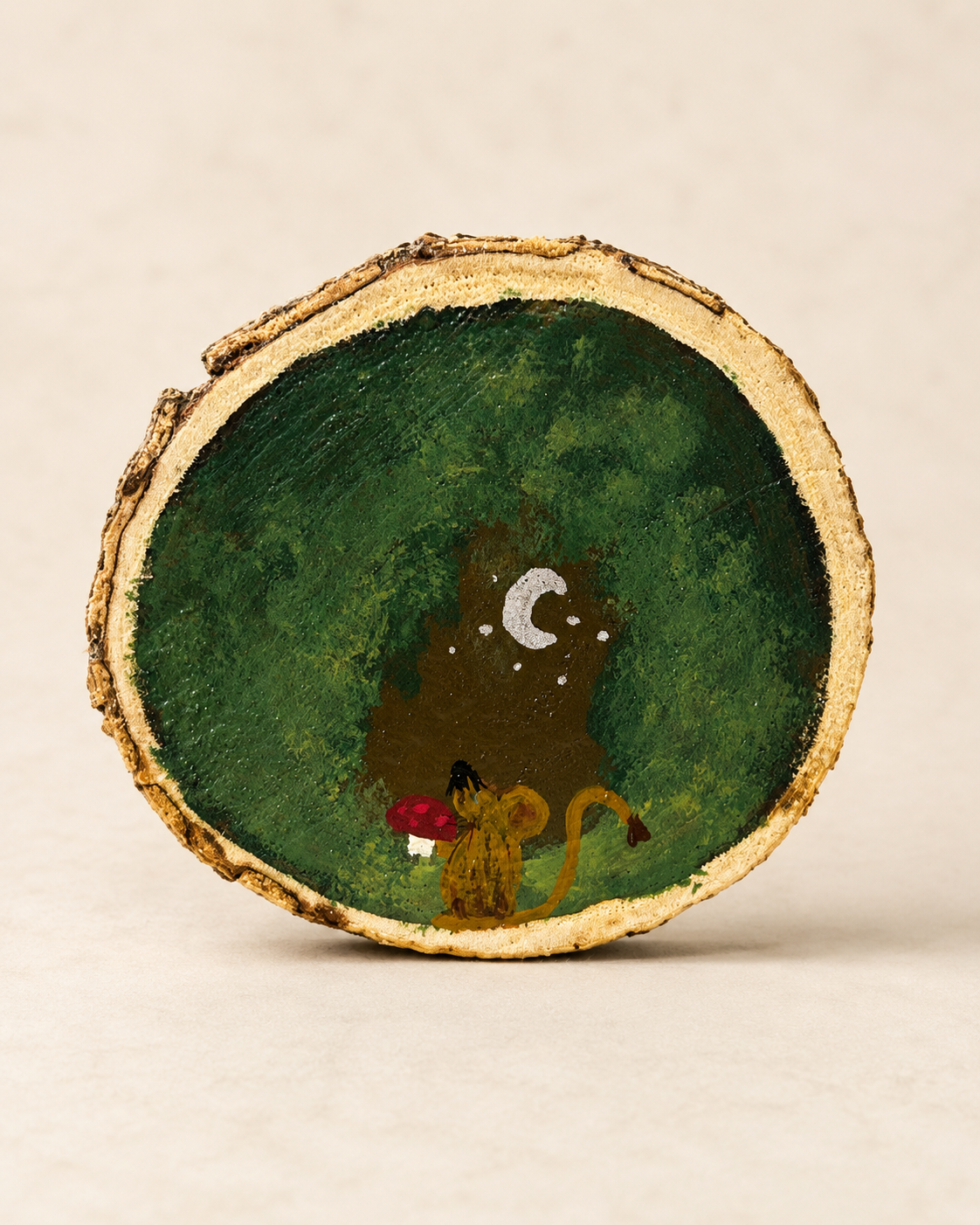 Random Set of 2 Hand Painted Wood Slice Magnets