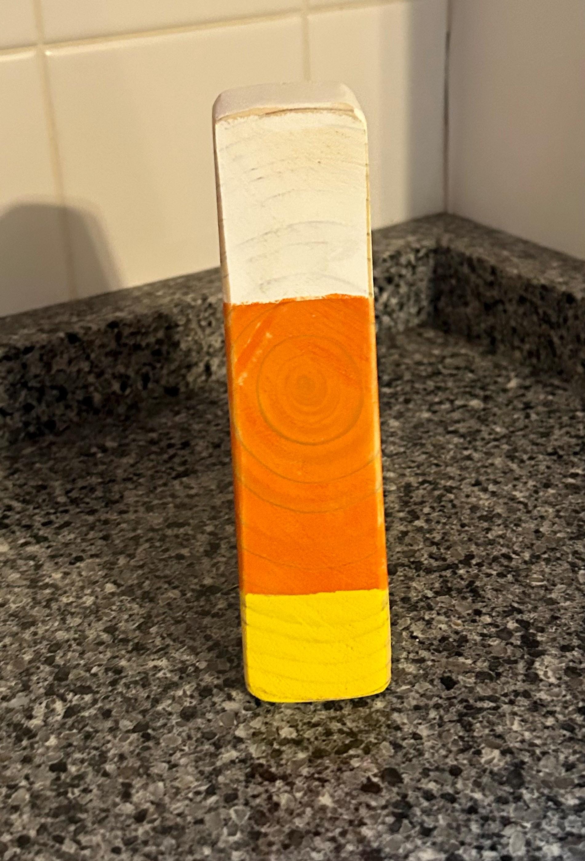 Rustic Halloween Decor – Hand-Painted Wooden Frankenstein & Candy Corn