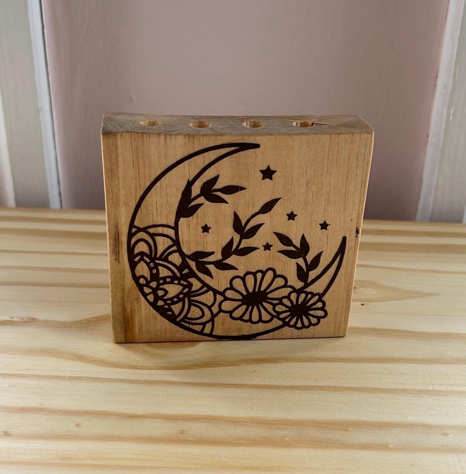 Boho Flower Decor – Handcrafted Pine Wood Shelf & Bud Vase Set