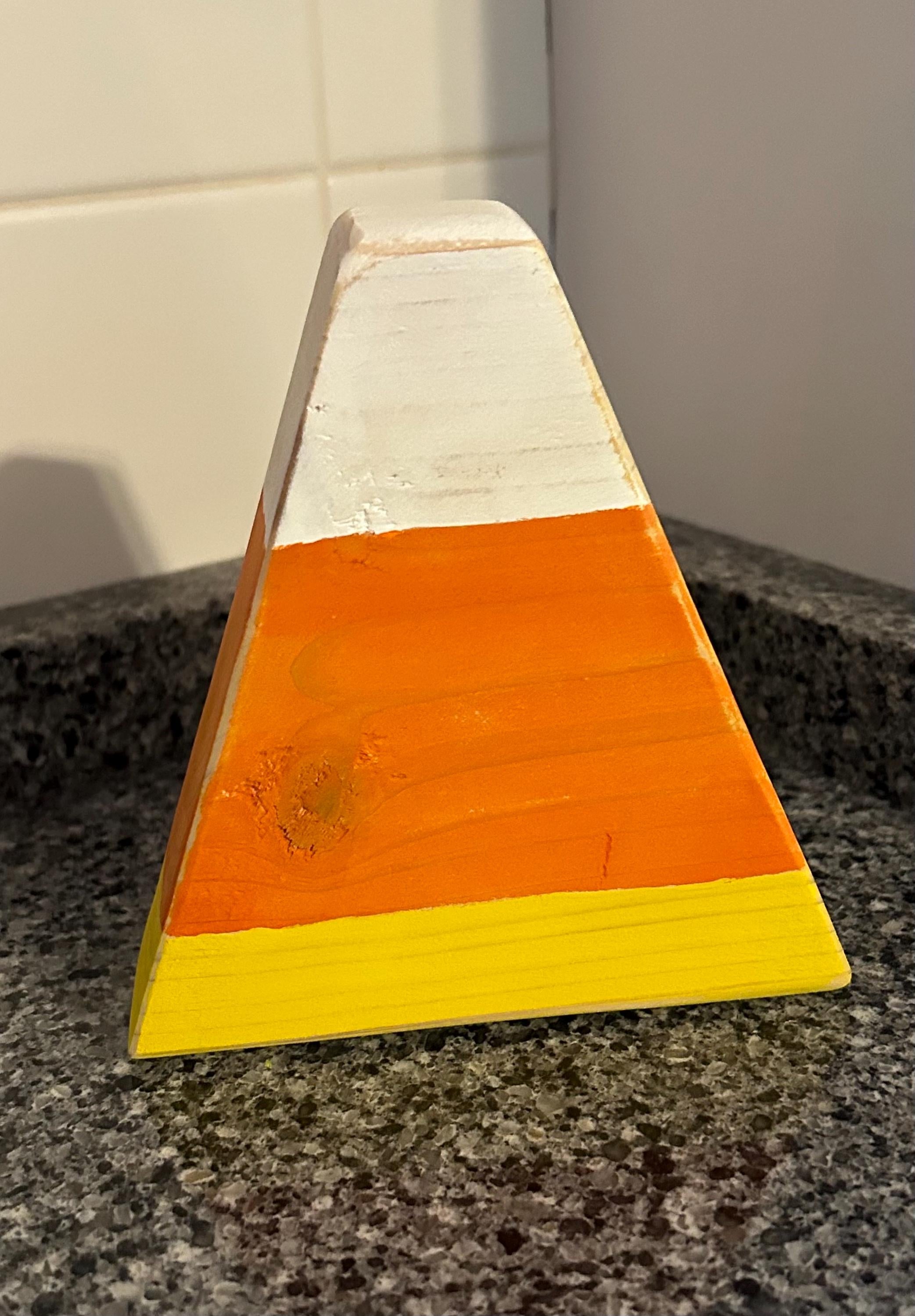 Rustic Halloween Decor – Hand-Painted Wooden Frankenstein & Candy Corn