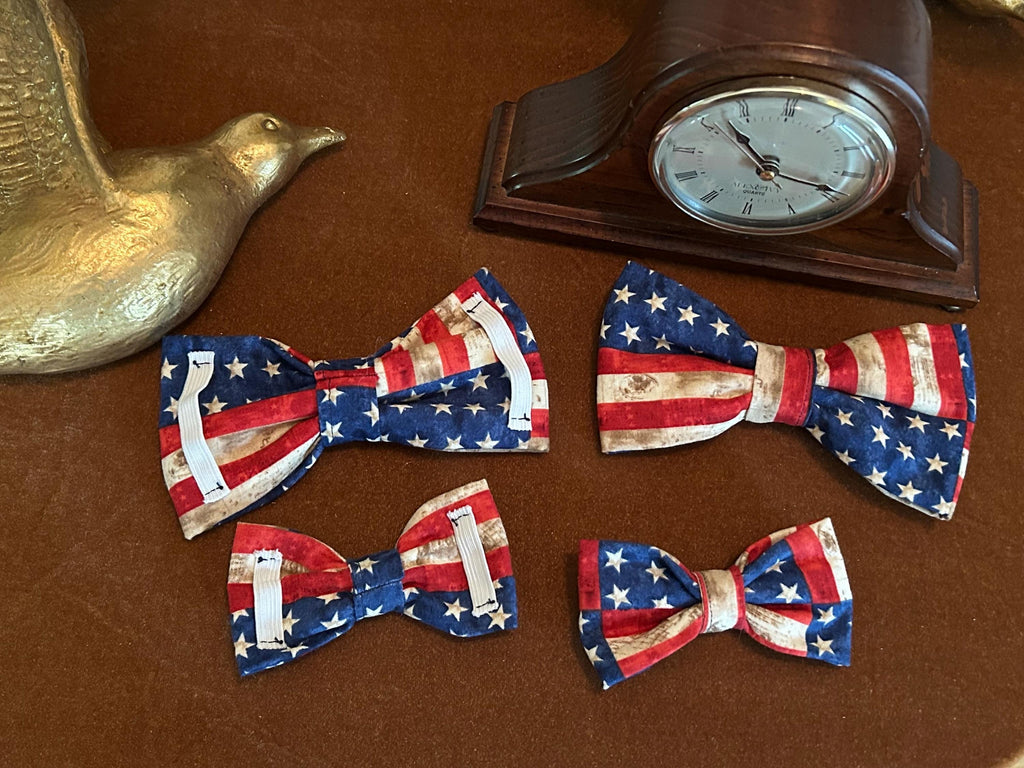 Americana Dog Bow Ties – Slide-On Collar Accessory with Emergency Release