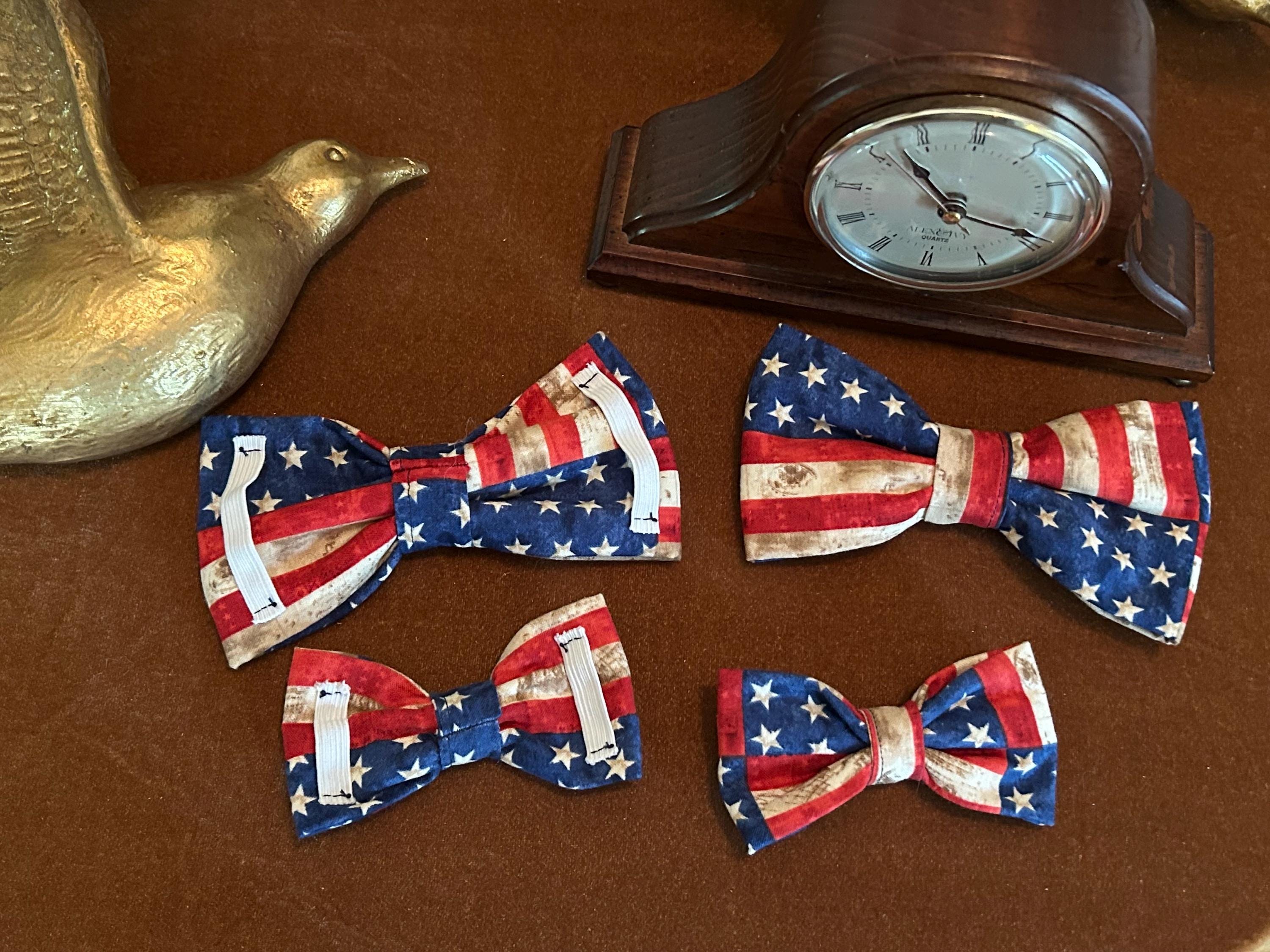 Americana Dog Bow Ties – Slide-On Collar Accessory with Emergency Release