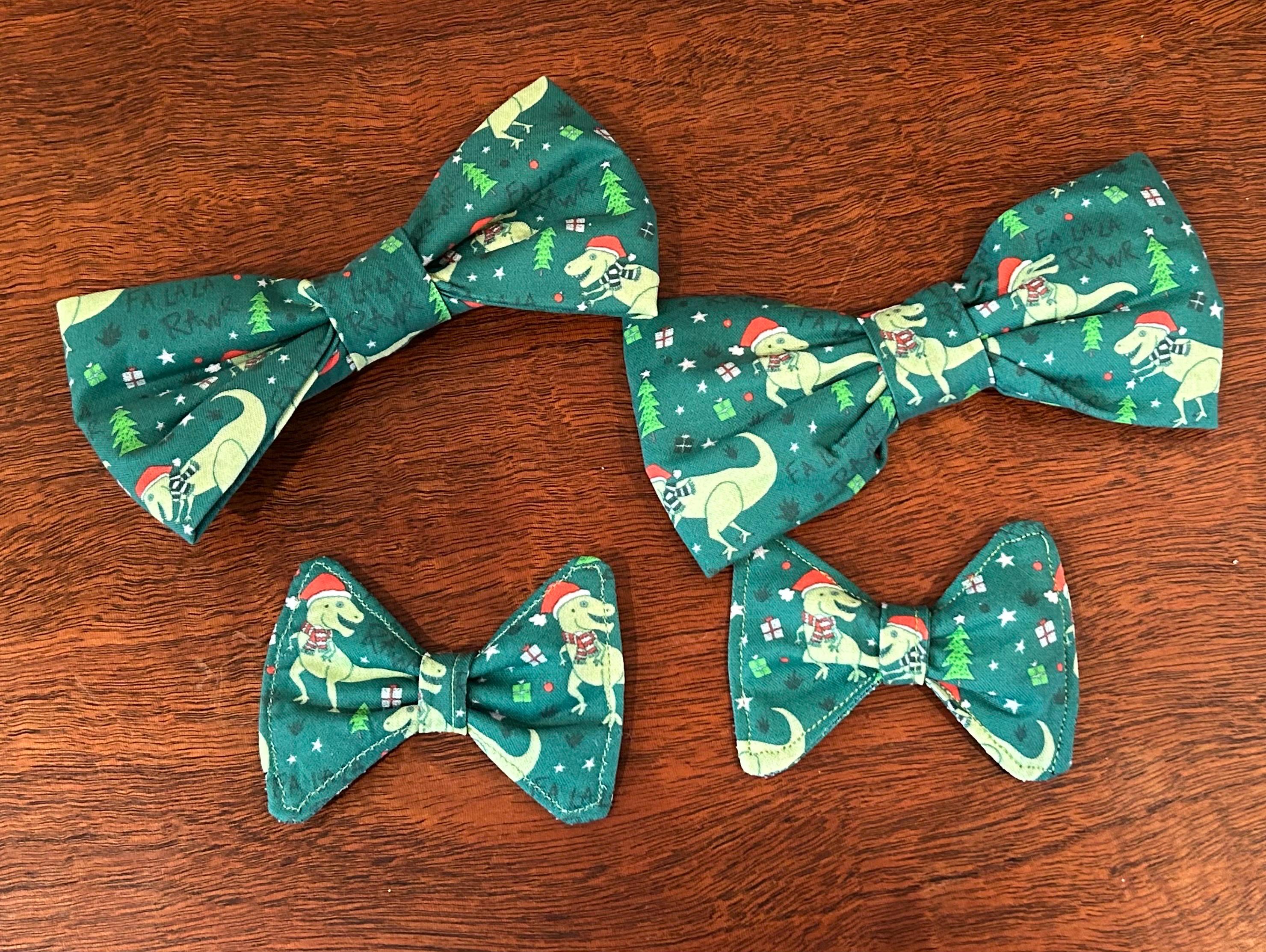 Fa-Ra-Rawr Pet Bow Ties – Christmas Dinosaur Holiday Pet Ties